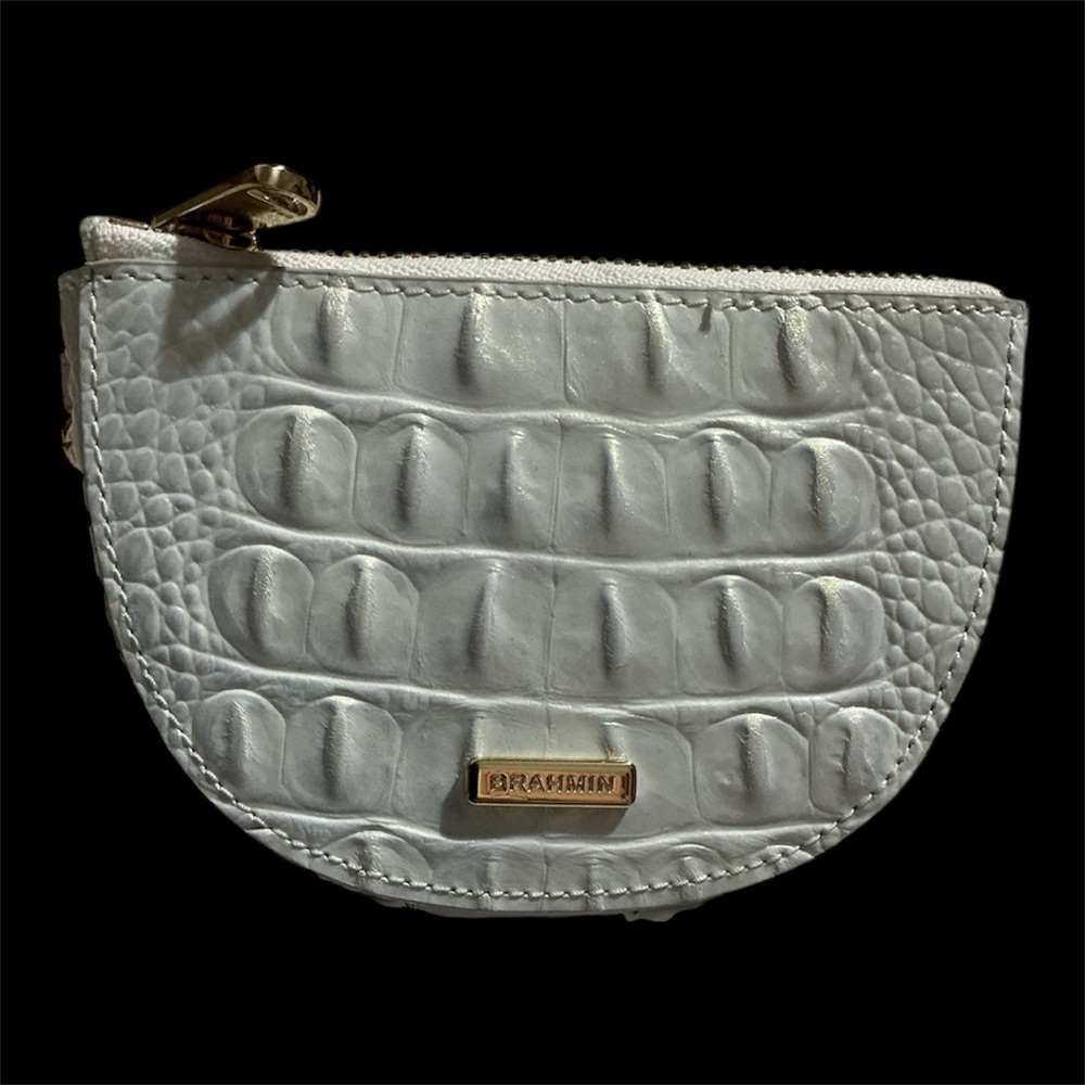 Brahmin Crocodile Leather Coin Pouch + earrings